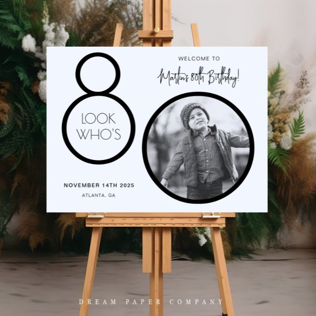 Modern Photo 80th Birthday Welcome Sign (Creator Uploaded)
