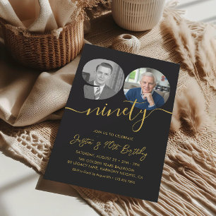 Modern Photo 90th Birthday Party Invitation