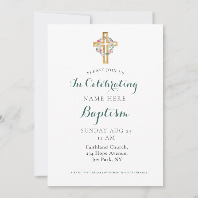 Modern Photo Adult Baptism Invitation (Front)