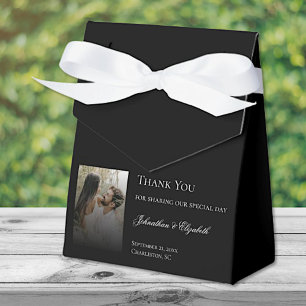 Modern Photo and Black Overlay Wedding Favor Box