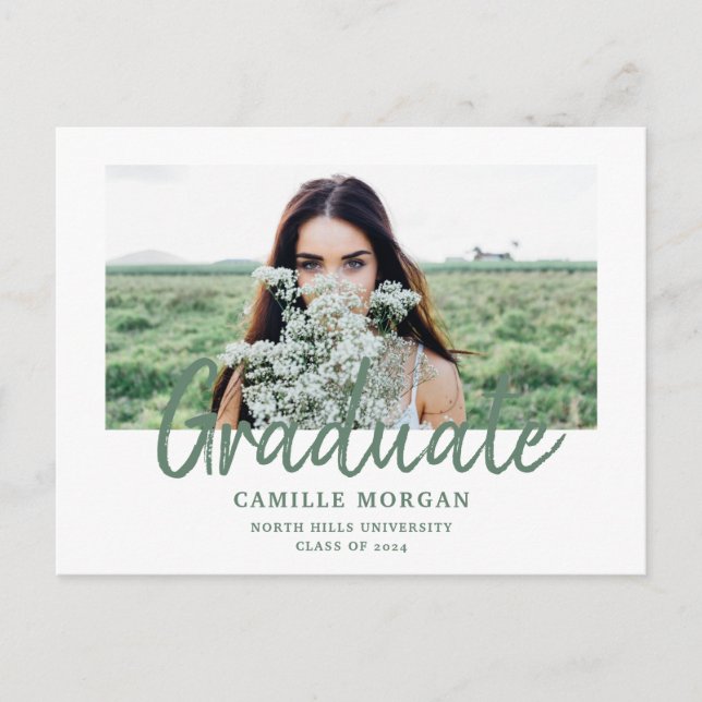 Modern Photo Announcement 2024 Postcard (Front)