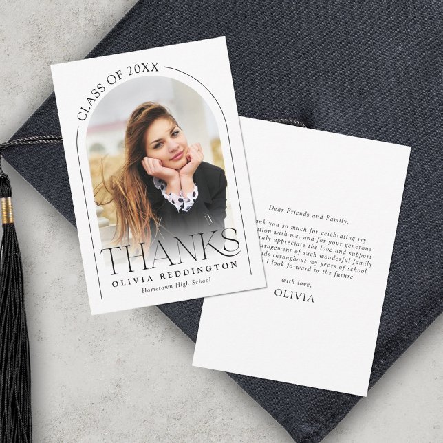 Modern Photo Arch Typography Graduation  Thank You Card (Creator Uploaded)