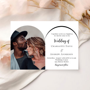 Modern photo arch wedding invitation