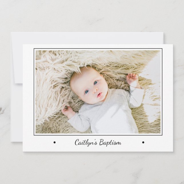 Modern Photo Baby Christening Baptism Invitation (Front)