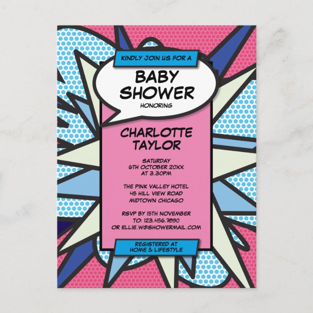 Modern Photo Baby Shower Gender Reveal Invitation Postcard (Front)