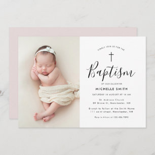 modern photo baptism invitation