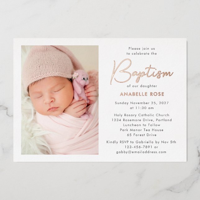 Modern Photo Baptism Rose Gold (Front)