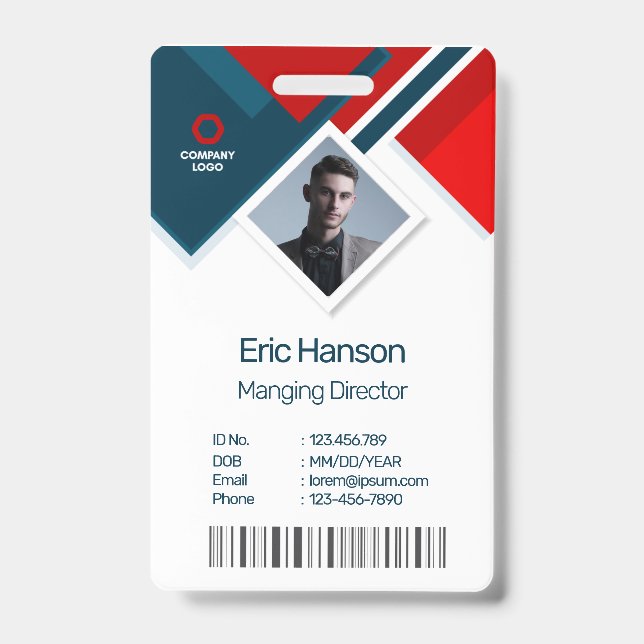 Modern Photo, Bar Code, Logo, Name Badge (Front)