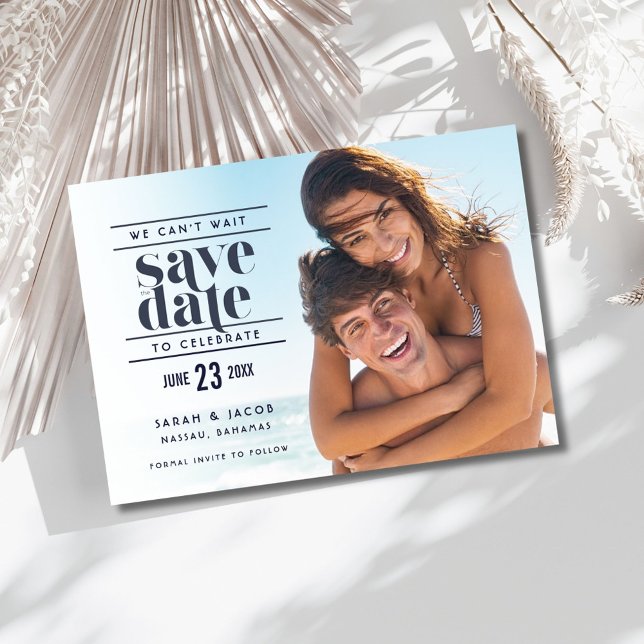 Modern Photo Beach Wedding Save the Date (Modern Photo Beach Wedding Save the Date)