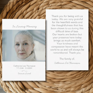 Modern Photo Bereavement Funeral Thank You Card