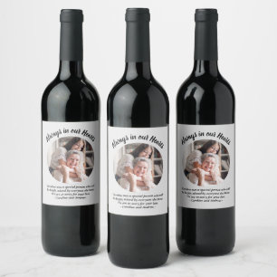 Modern Photo Bereavement Gift to Send Condolences Wine Label