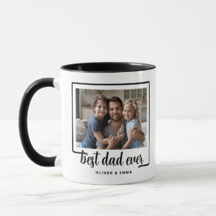 Modern Photo Best Dad Ever Black Mug