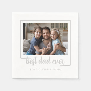 Modern Photo Best Dad Ever  Napkin