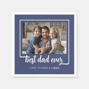 Modern Photo Best Dad Ever Napkin