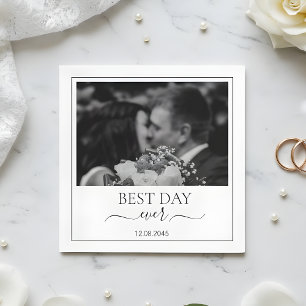 Modern Photo Best Day Ever Wedding Custom Napkin