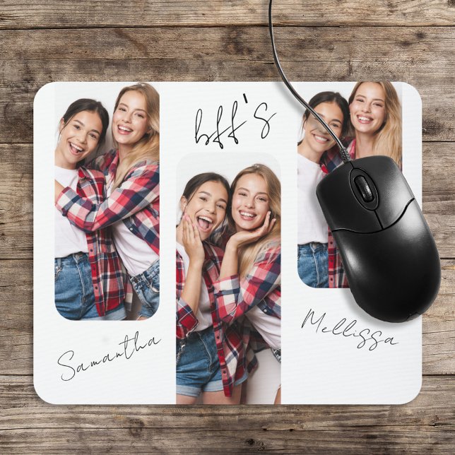 Modern Photo BFF Friends Personalized Mouse Pad (Creator Uploaded)