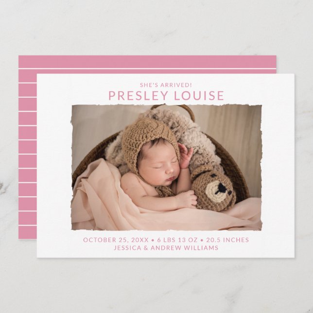 Modern Photo Birth Announcement (Front/Back)