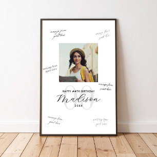 Modern Photo Birthday Guest Signing Board Poster