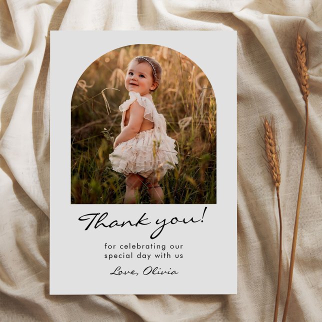 Modern Photo Birthday  Thank You Card (Creator Uploaded)