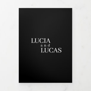 Modern Photo Black And White All-in-One Wedding Tri-Fold Programme