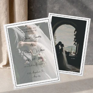 Modern Photo Black and White Script Invitation