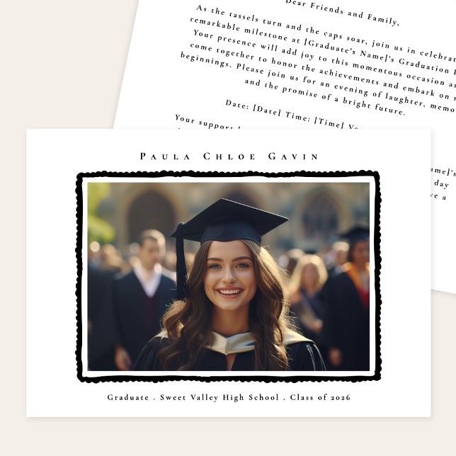 Modern Photo Black Frame Graduation High School Announcement (Creator Uploaded)