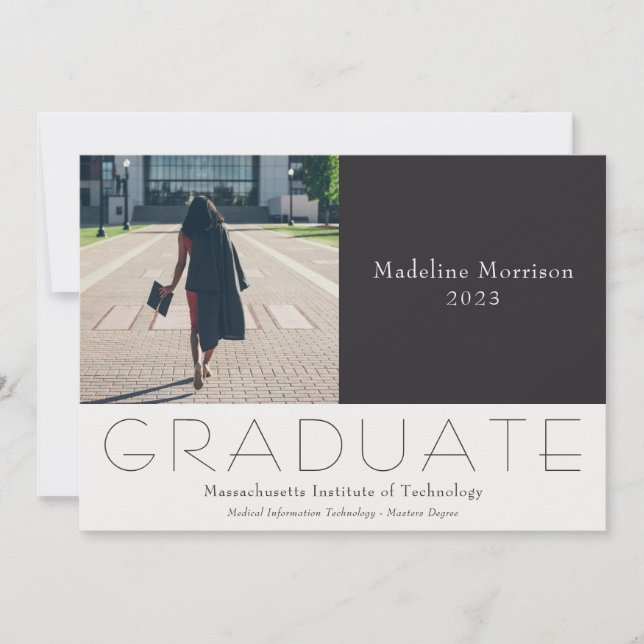 Modern Photo Black Graduate 2023 Announcement (Front)