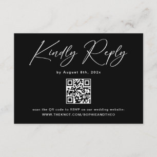 Modern Photo Black Wedding RSVP  Enclosure Card