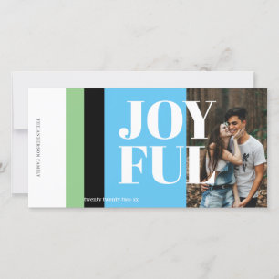 Modern Photo Black White Red Gold Joyful Holiday