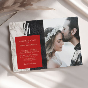 Modern Photo Black White Wedding Invite