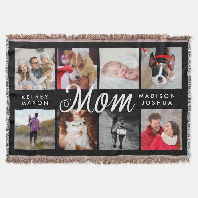 Modern Photo Blanket for Mom | Black and White (Front)
