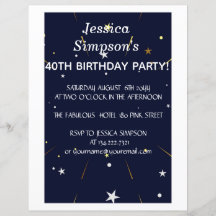 Modern photo blue 40th birthday party | Invitation