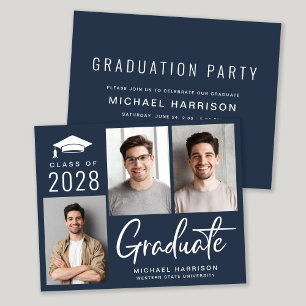 Modern Photo Blue Graduation Party Invitation