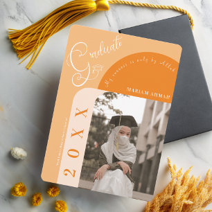 Modern Photo Bold Orange Islamic graduation Invitation
