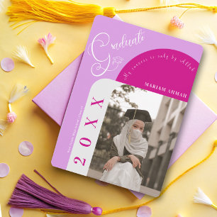 Modern Photo Bold Purple Girly Islamic graduation Invitation