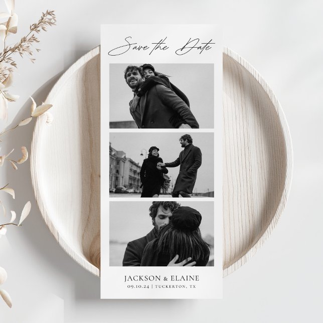 Modern Photo Booth Minimal Photo Strip Save The Date (Creator Uploaded)