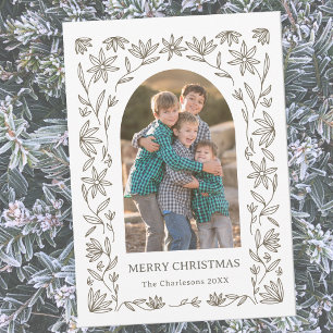 Modern Photo Botanical Arch Christmas Holiday Card