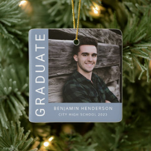 Modern Photo Boy 2023 Graduation Ceramic Ornament