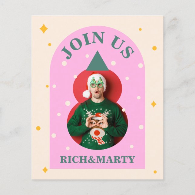 Modern, photo, bright & funny Christmas invitation (Back)