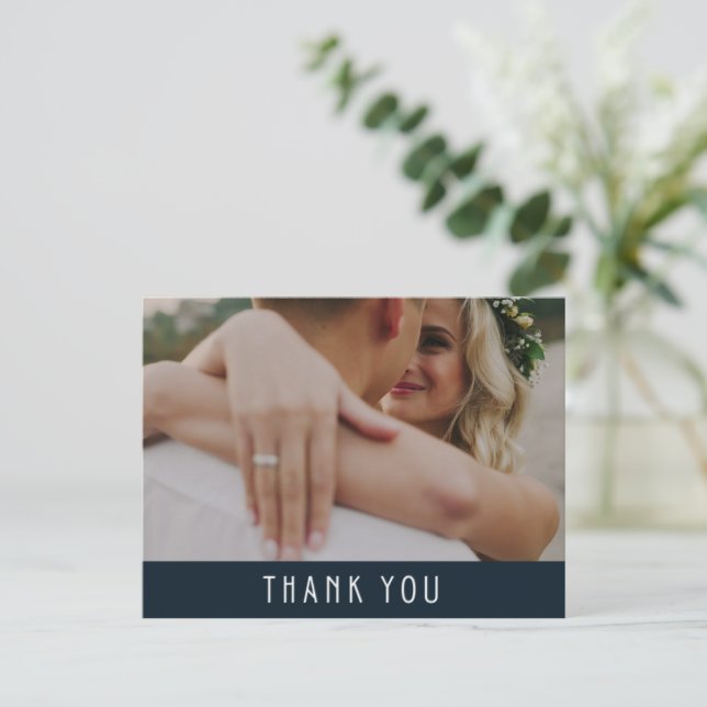Modern Photo Budget Wedding Thank You Postcard (Standing Front)