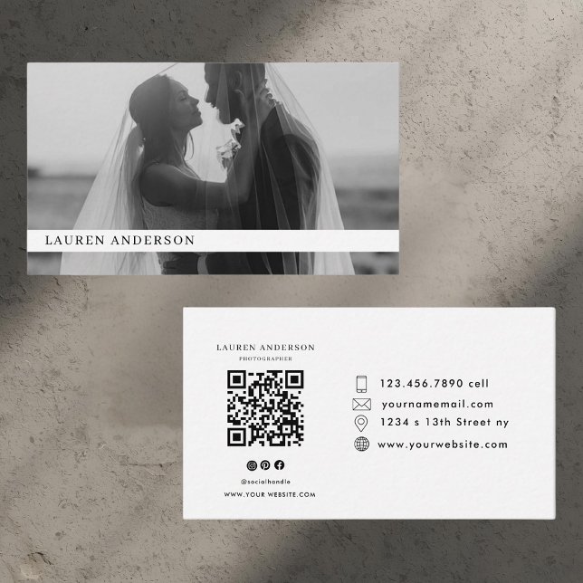 Modern Photo Business Card with QR Code (Creator Uploaded)