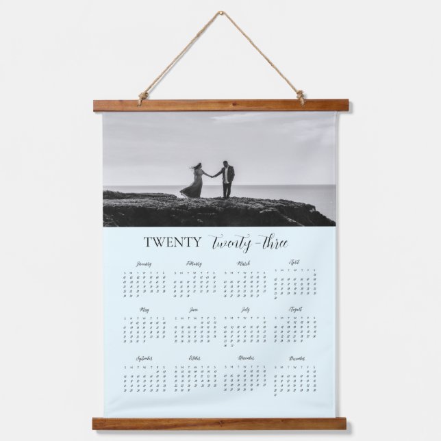Modern Photo Calendar scripted twenty twenty three Hanging Tapestry (Front)
