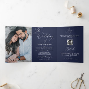 Modern Photo Calligraphy All-in-One Wedding Invite
