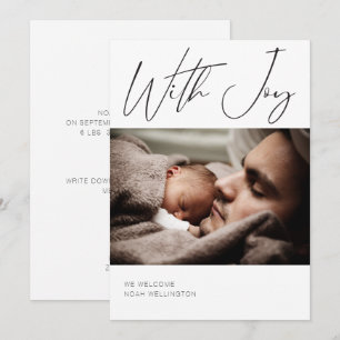 Modern Photo Calligraphy Customize Colours Birth Announcement
