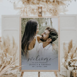 Modern Photo Calligraphy Dusty Blue Poster