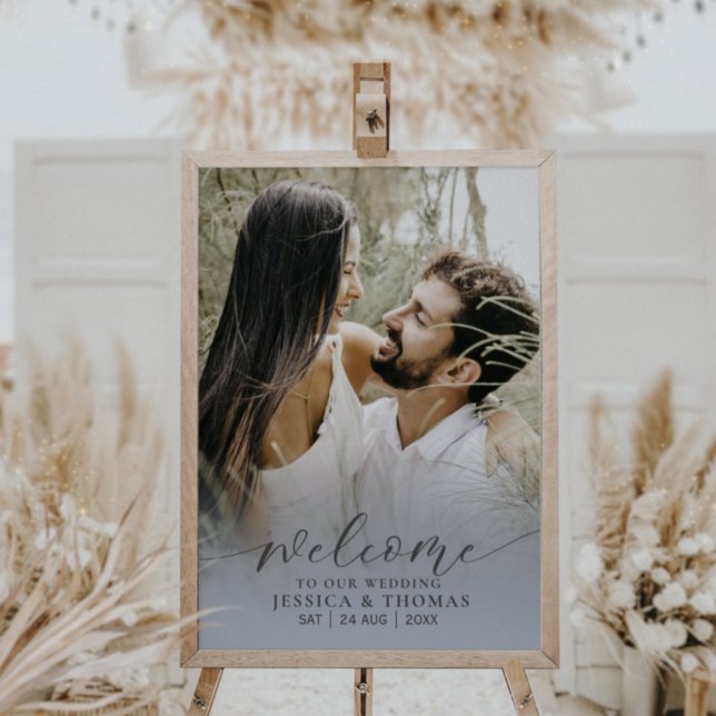 Modern Photo Calligraphy Dusty Blue Poster (Creator Uploaded)