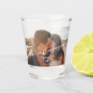 Modern Photo Calligraphy Engagement Wedding  Shot Glass