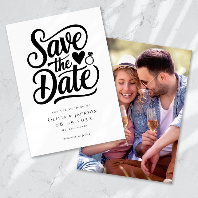 Modern Photo Calligraphy Wedding Save The Date (Creator Uploaded)