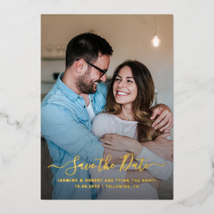 Modern Photo Calligraphy Wedding Save the Date