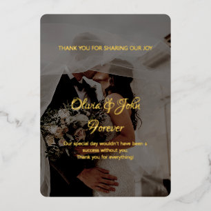 Modern photo calligraphy wedding thank you card